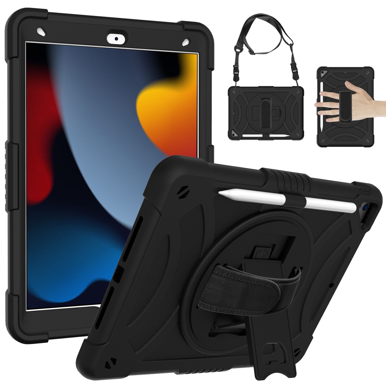 For iPad 10.2 2021 / 2020 / 2019 PC + Silicone Combination Tablet Case(Black) - Shopkiz.com