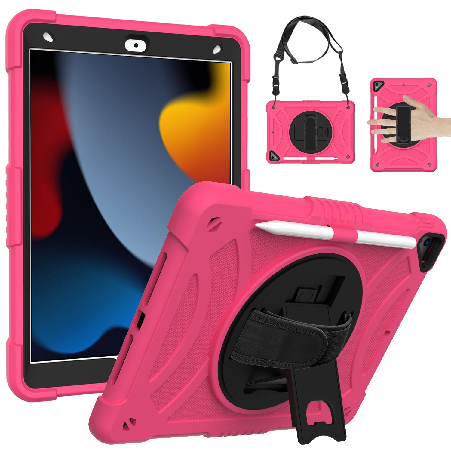 For iPad 10.2 2021 / 2020 / 2019 PC + Silicone Combination Tablet Case(Rose Red) - Shopkiz.com