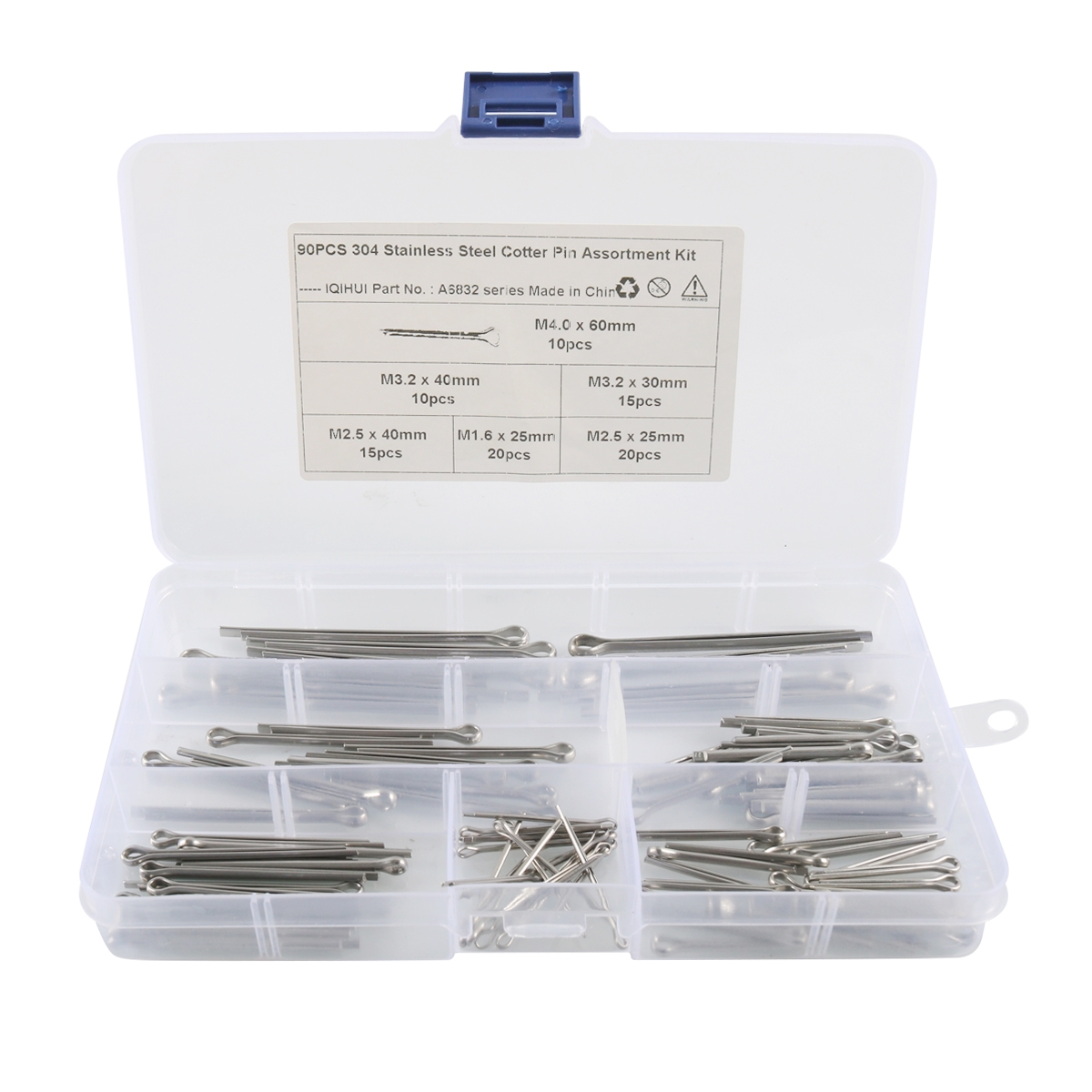 A6832 90 PCS Car U-shape 304 Stainless Steel Cotter Pin Clip Key Fastner Fitting - Shopkiz.com