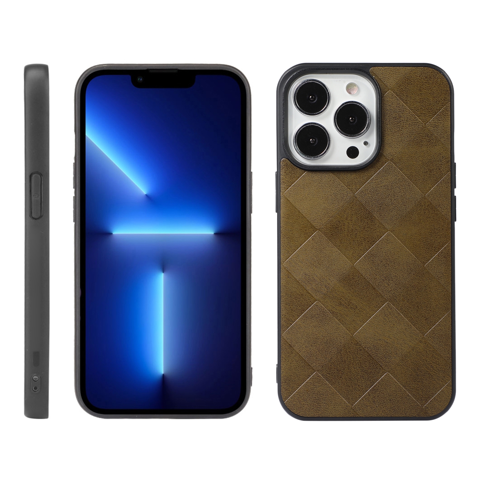 For iPhone 13 Pro Weave Plaid PU Phone Case (Green) - Shopkiz.com