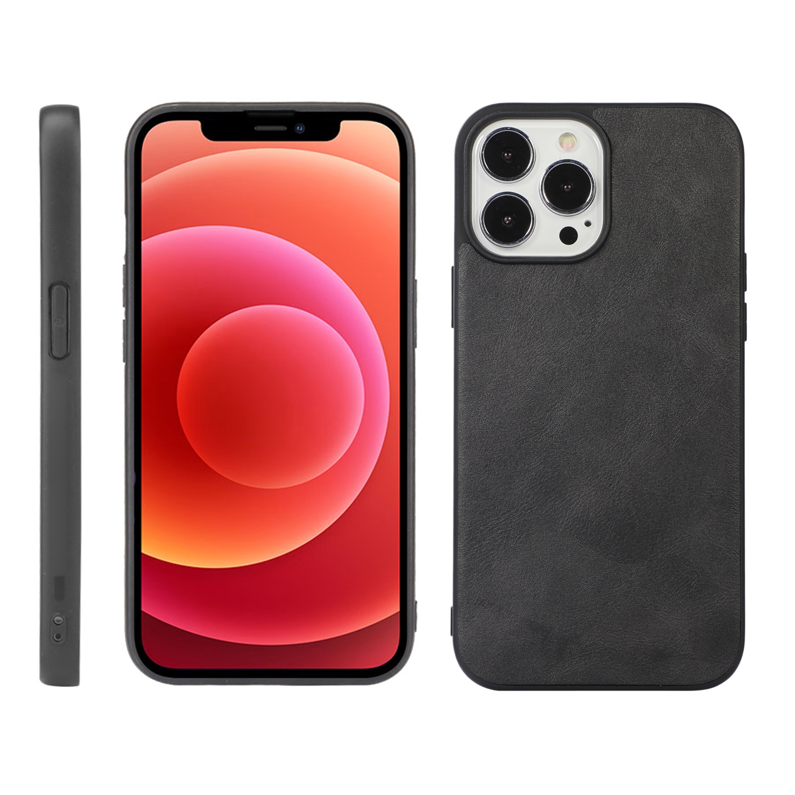 For iPhone 12 / 12 Pro Cowhide Texture PU Phone Case(Black) - Shopkiz.com