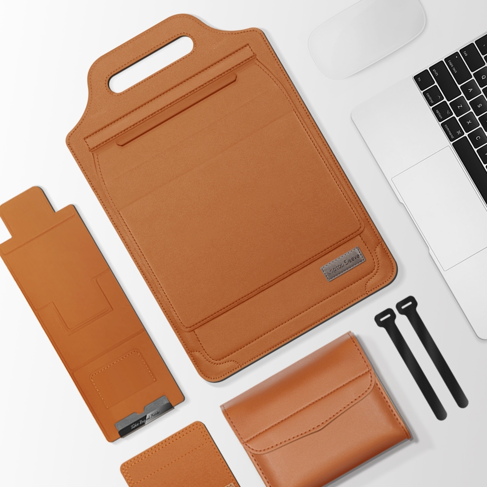 13 inch Multifunctional Mouse Pad Stand Handheld Laptop Bag(Brown) - Shopkiz.com