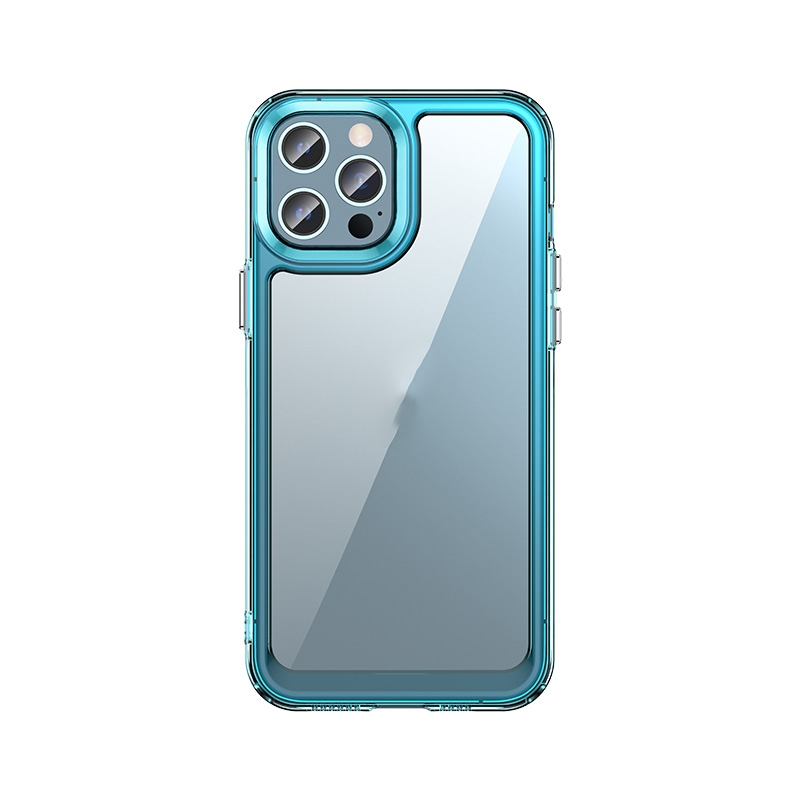 For iPhone 12 Pro Max Colorful Series Acrylic + TPU Phone Case(Transparent Blue) - Shopkiz.com