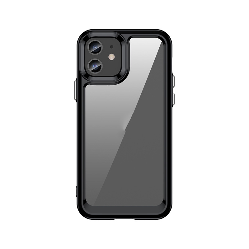 For iPhone 12 Colorful Series Acrylic + TPU Phone Case(Black) - Shopkiz.com