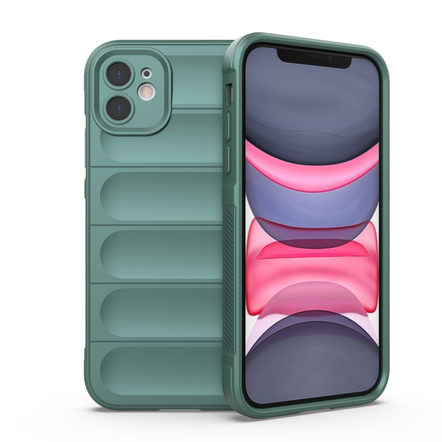 For iPhone 11 Magic Shield TPU + Flannel Phone Case (Dark Green) - Shopkiz.com