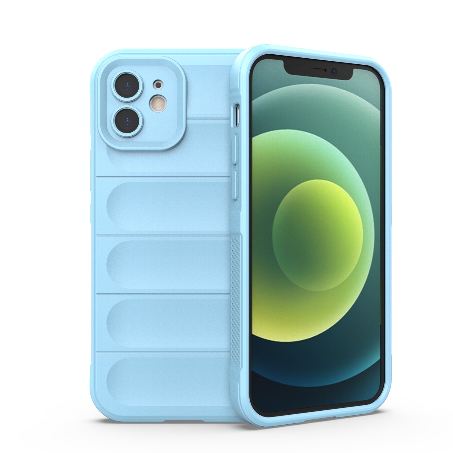 For iPhone 12 Magic Shield TPU + Flannel Phone Case(Light Blue) - Shopkiz.com