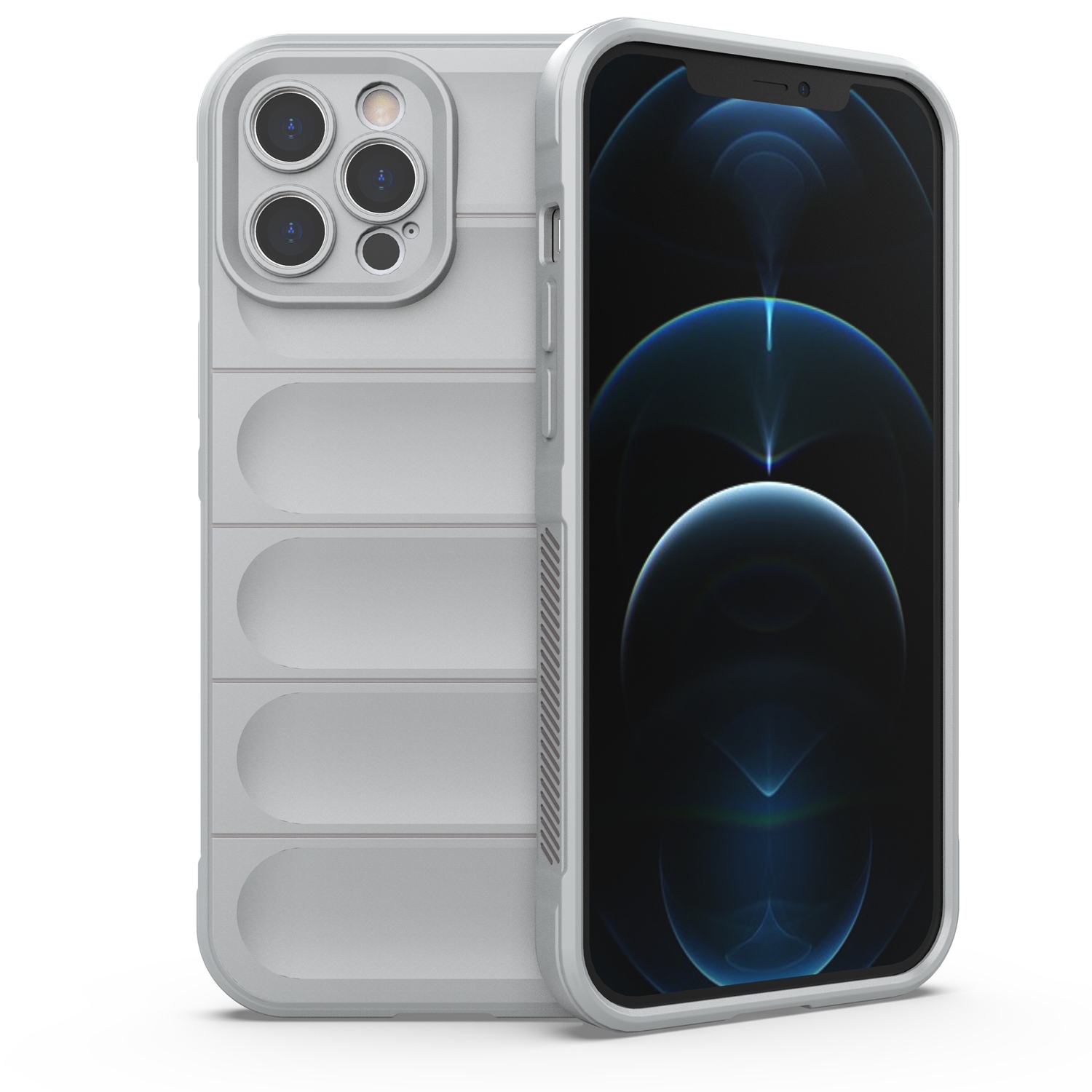 For iPhone 12 Pro Max Magic Shield TPU + Flannel Phone Case(Grey) - Shopkiz.com