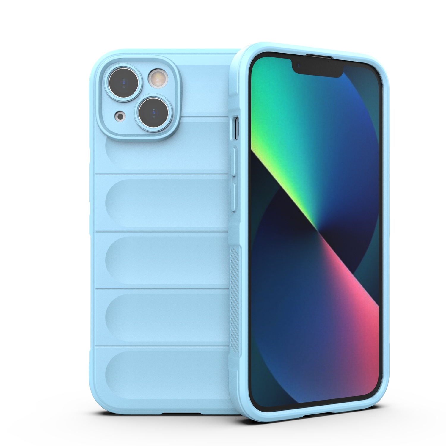 For iPhone 13 Magic Shield TPU + Flannel Phone Case(Light Blue) - Shopkiz.com
