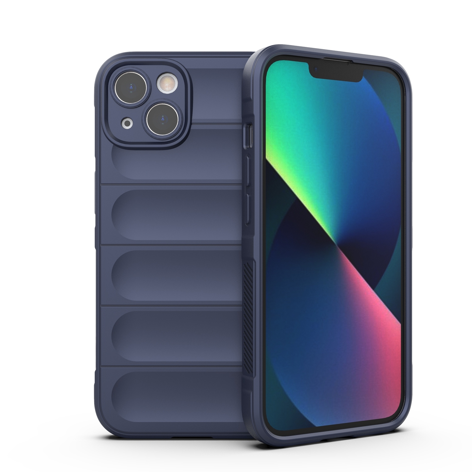 For iPhone 13 Magic Shield TPU + Flannel Phone Case(Dark Blue) - Shopkiz.com