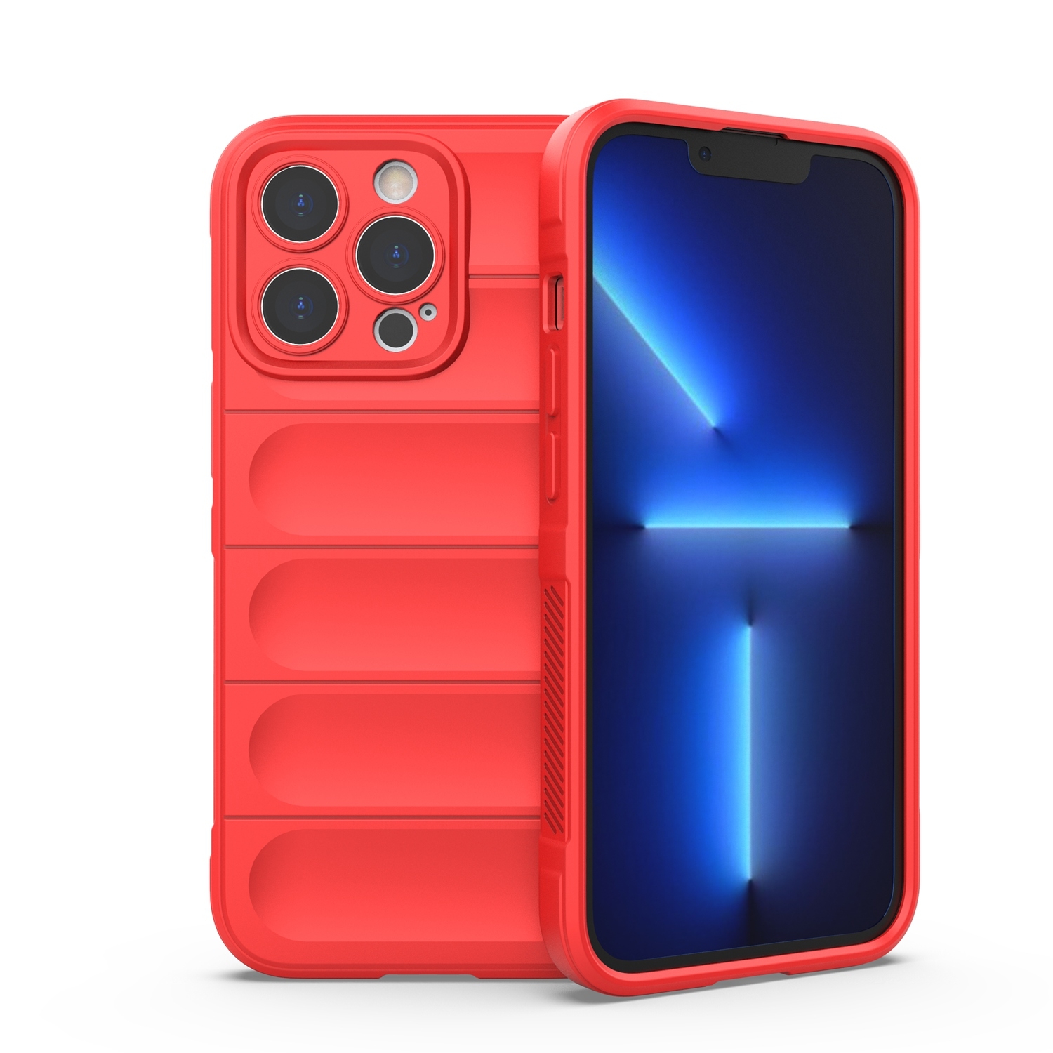 For iPhone 13 Pro Magic Shield TPU + Flannel Phone Case (Red) - Shopkiz.com