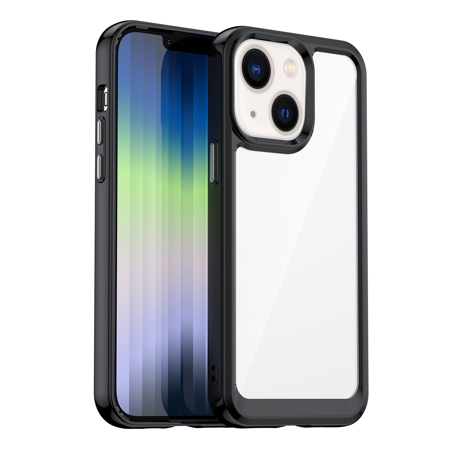 For iPhone 14 Colorful Series Acrylic + TPU Phone Case (Black) - Shopkiz.com