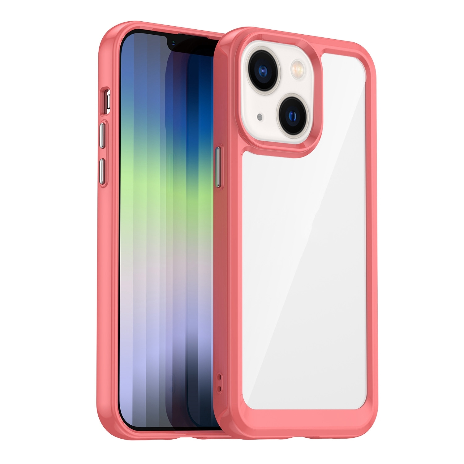 For iPhone 14 Plus Colorful Series Acrylic + TPU Phone Case (Red) - Shopkiz.com
