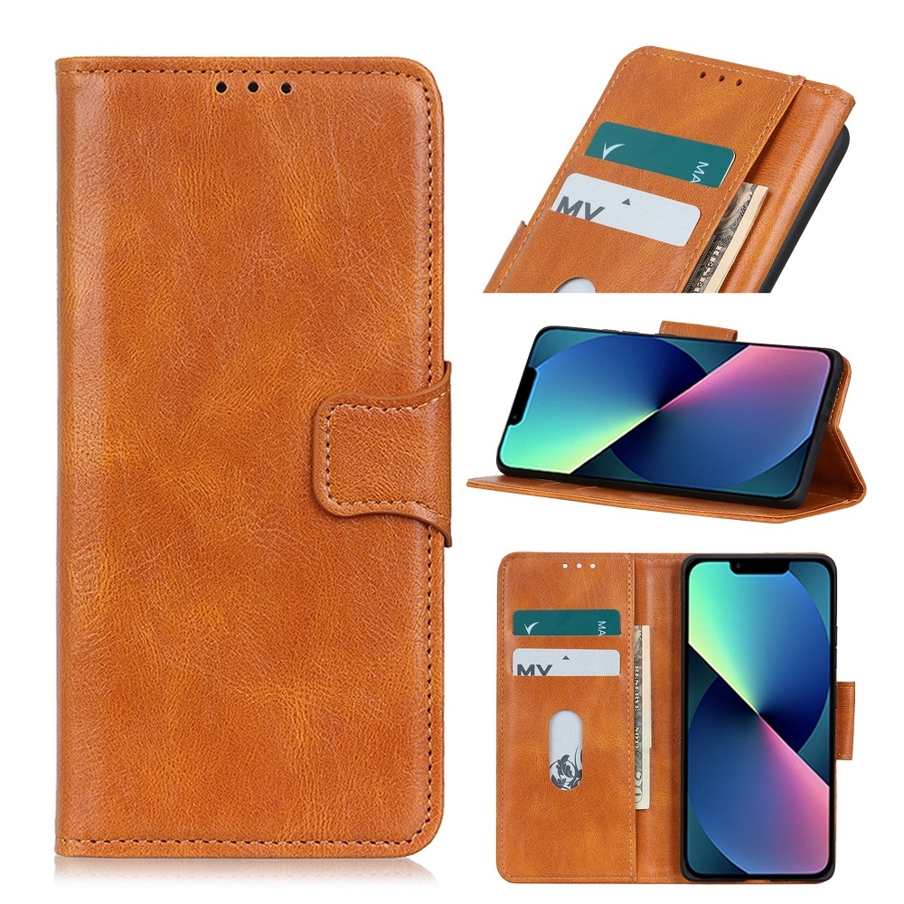 Mirren Crazy Horse Texture Horizontal Flip Leather Phone Case For iPhone 14 Max,Small Quantity Recommended Before iPhone 14 Launching(Brown) -