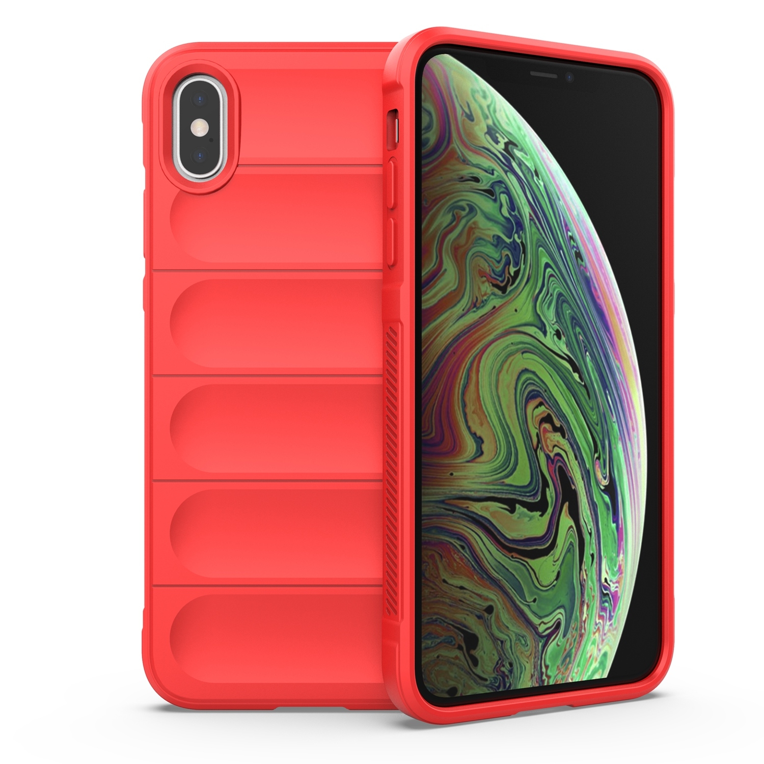 For iPhone XS Max Magic Shield TPU + Flannel Phone Case(Red) - Shopkiz.com