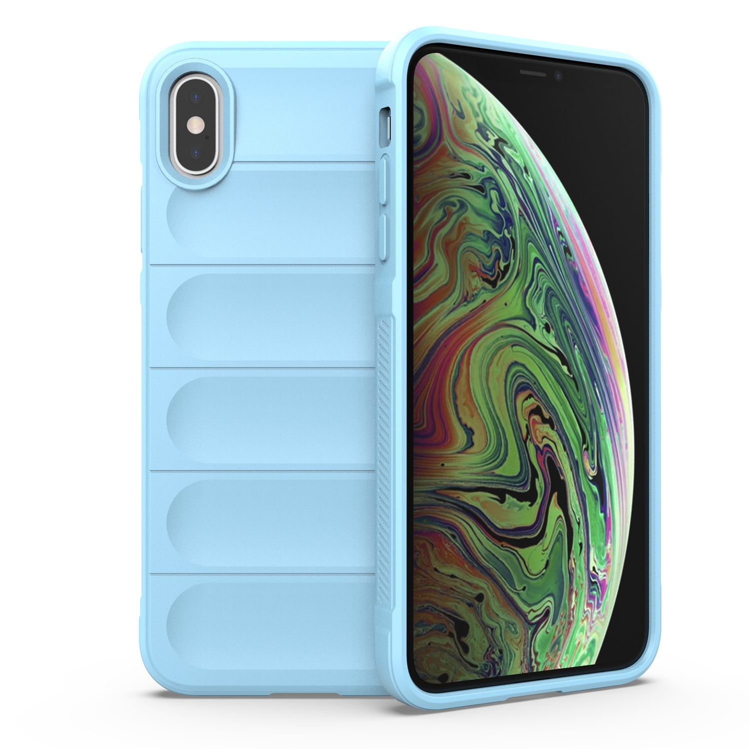For iPhone XS Max Magic Shield TPU + Flannel Phone Case(Light Blue) - Shopkiz.com