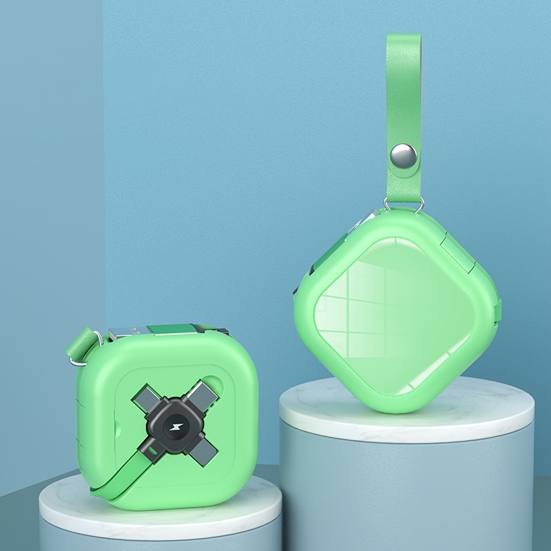 3 in 1 USB To 8 Pin + Micro USB + USB-C / Type-C Telescopic Charging Cable with Mobile Phone Holder(Green) - Shopkiz.com