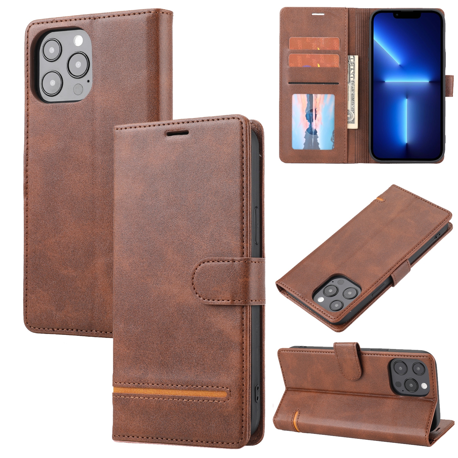 For iPhone 12 / 12 Pro Classic Wallet Flip Leather Phone Case(Brown) - Shopkiz.com