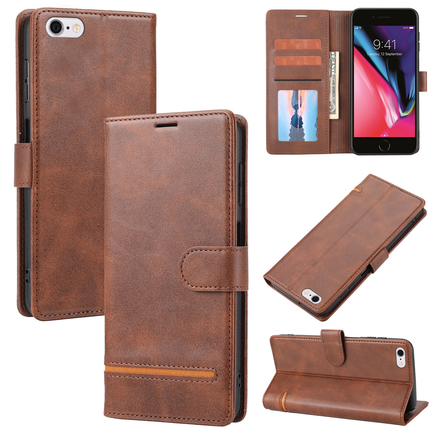 For iPhone SE 2022 / SE 2020 / 8 / 7 Classic Wallet Flip Leather Phone Case(Brown) - Shopkiz.com