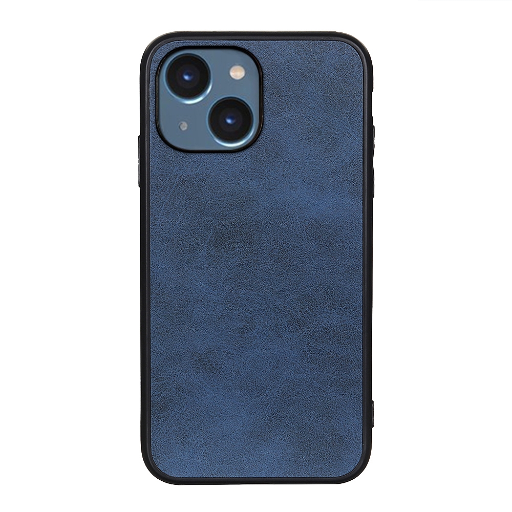 For iPhone 14 Accurate Hole Two-color Calf Texture Shockproof Phone Case (Blue) - Shopkiz.com