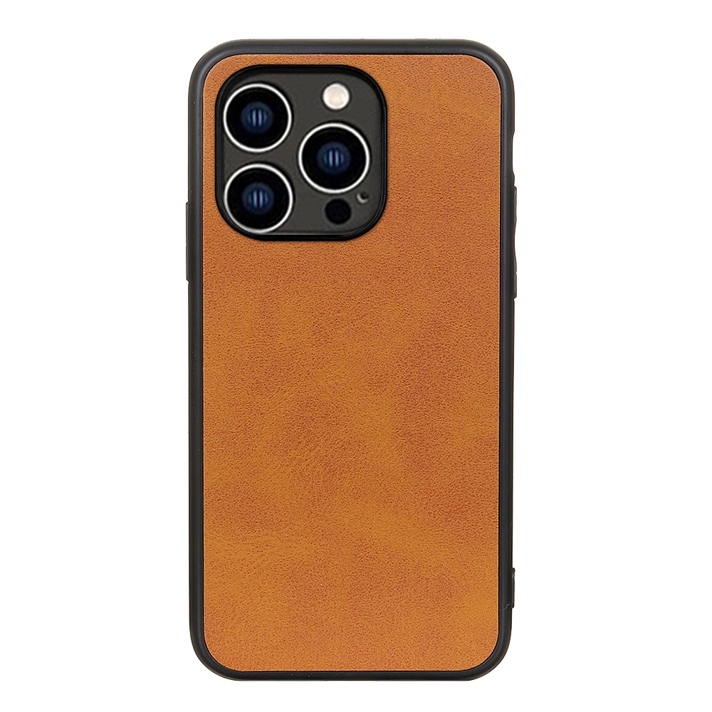 For iPhone 14 Pro Accurate Hole Two-color Calf Texture Shockproof Phone Case (Brown) - Shopkiz.com