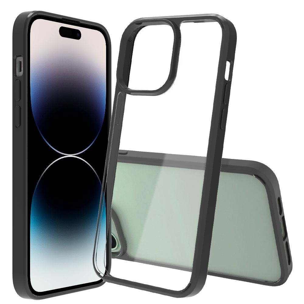 For iPhone 14 Pro Shockproof Scratchproof TPU + Acrylic Phone Case (Black) - Shopkiz.com