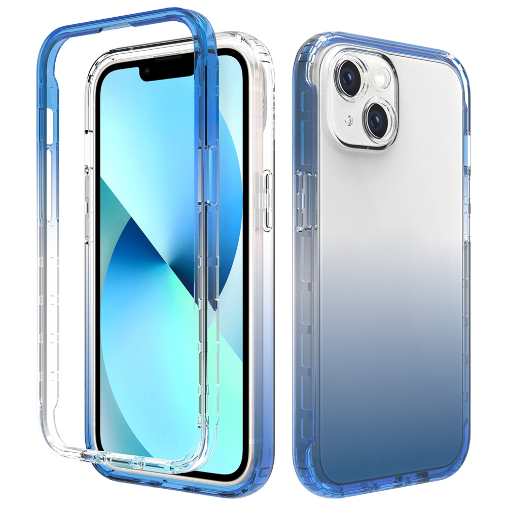 For iPhone 14 Plus Two-color Gradual Change PC+TPU Phone Case (Blue) - Shopkiz.com