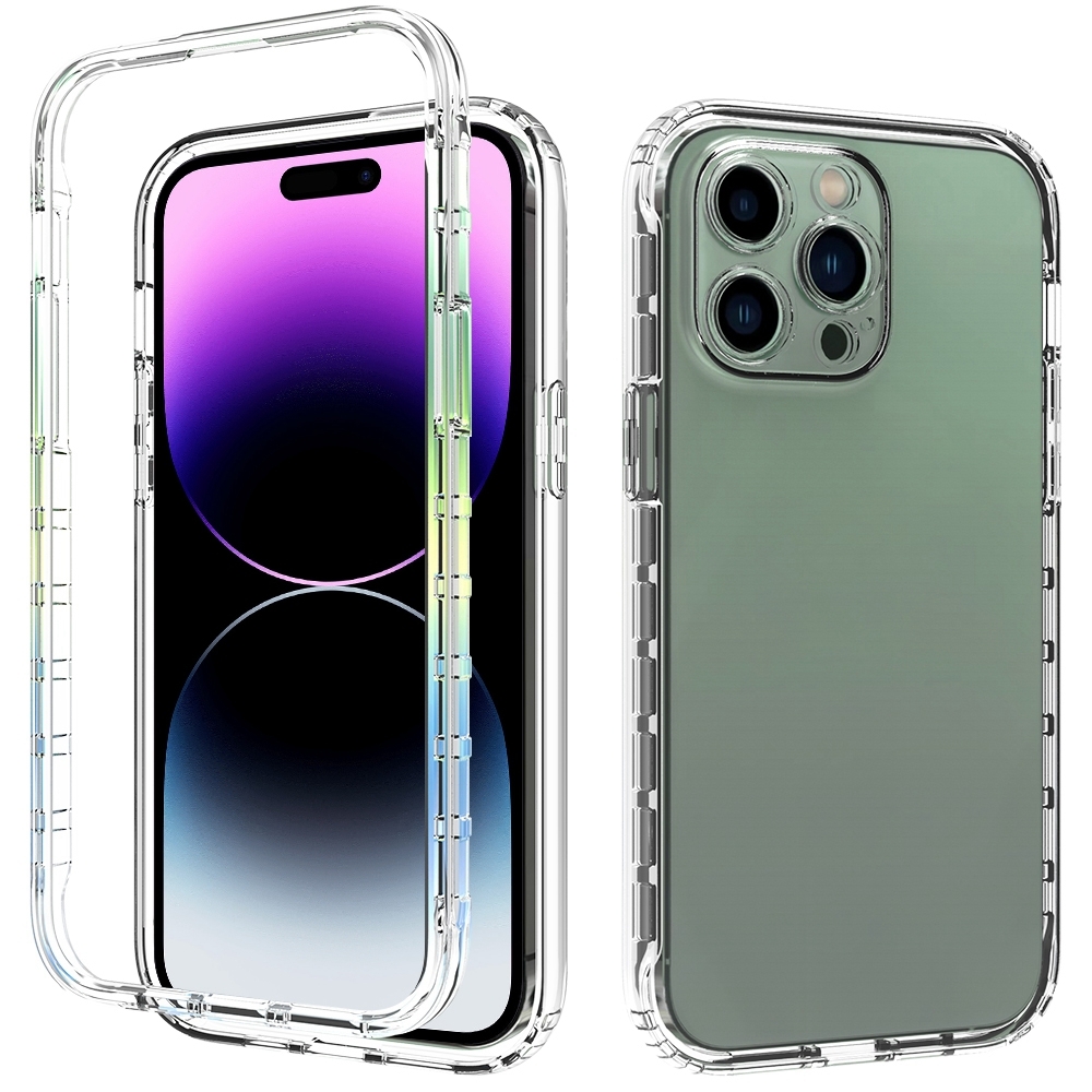 For iPhone 14 Pro Max Two-color Gradual Change PC+TPU Phone Case (Transparent) - Shopkiz.com