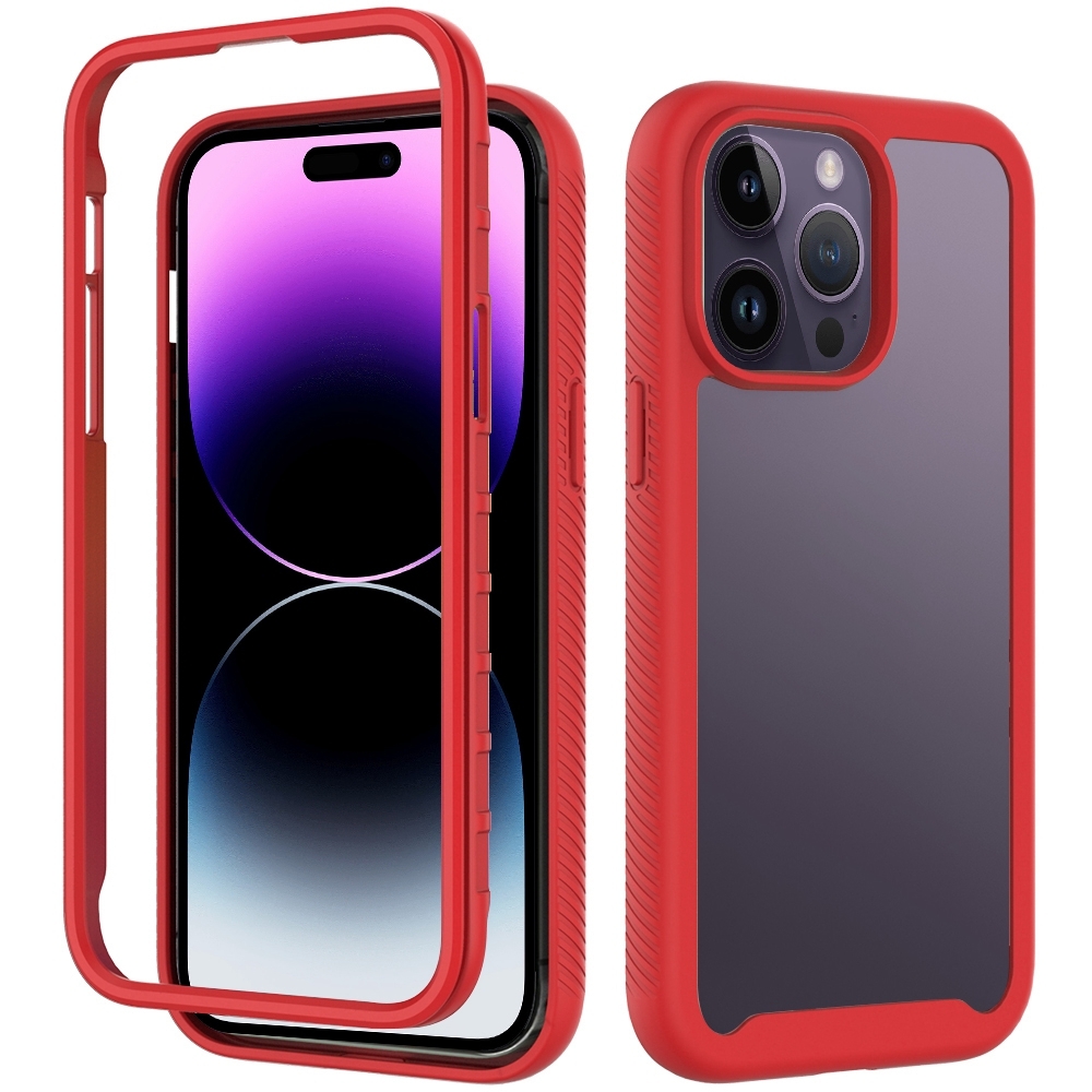 For iPhone 14 Pro Max Starry Sky Solid Color PC + TPU Phone Case (Red) - Shopkiz.com