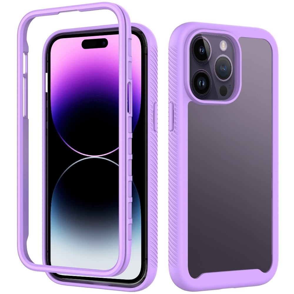 For iPhone 14 Pro Max Starry Sky Solid Color PC + TPU Phone Case (Purple) - Shopkiz.com