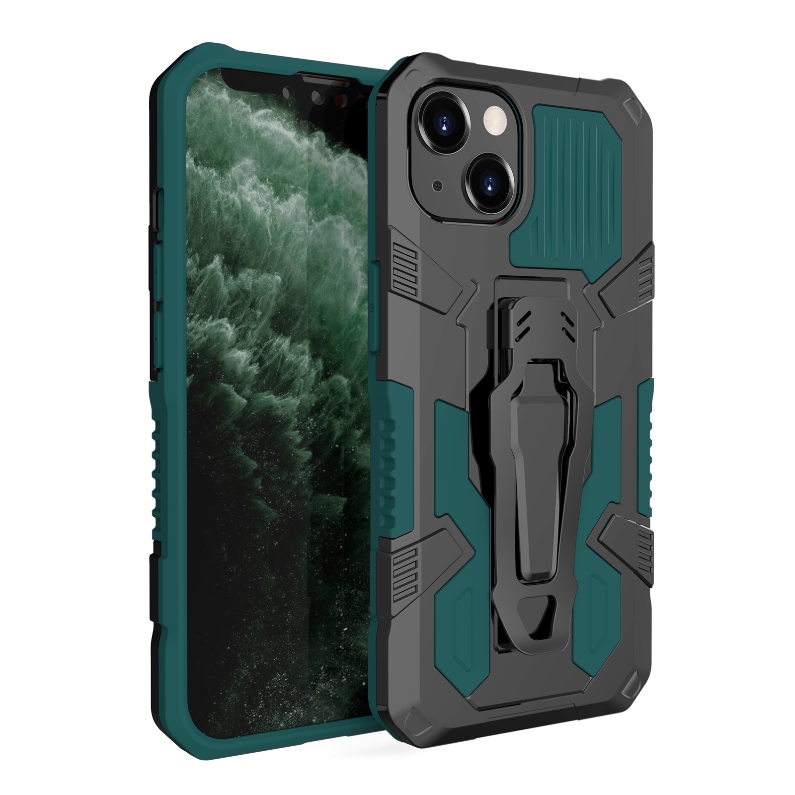 For iPhone 14 Machine Armor Warrior PC + TPU Phone Case (Green) - Shopkiz.com