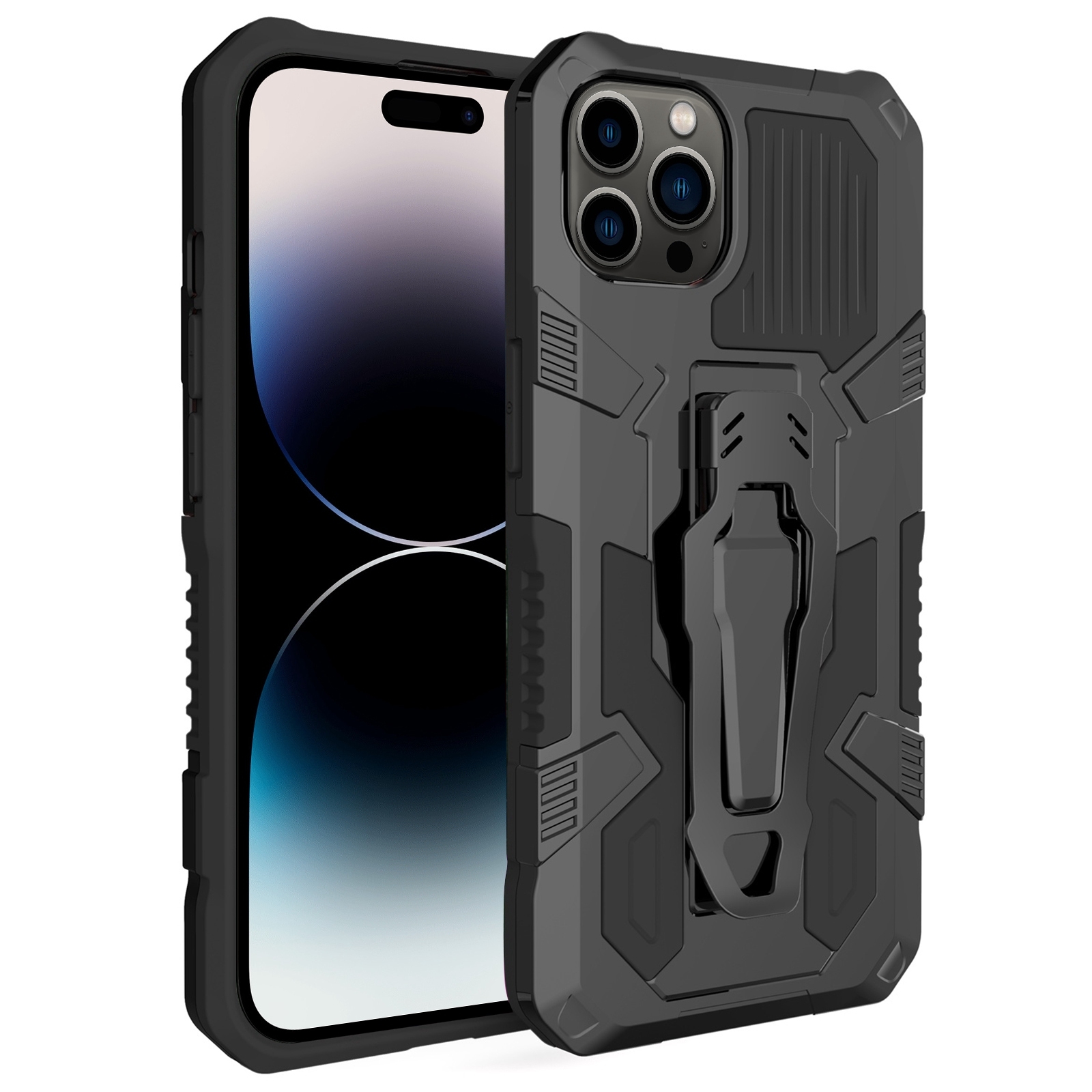 For iPhone 14 Pro Machine Armor Warrior PC + TPU Phone Case (Black) - Shopkiz.com