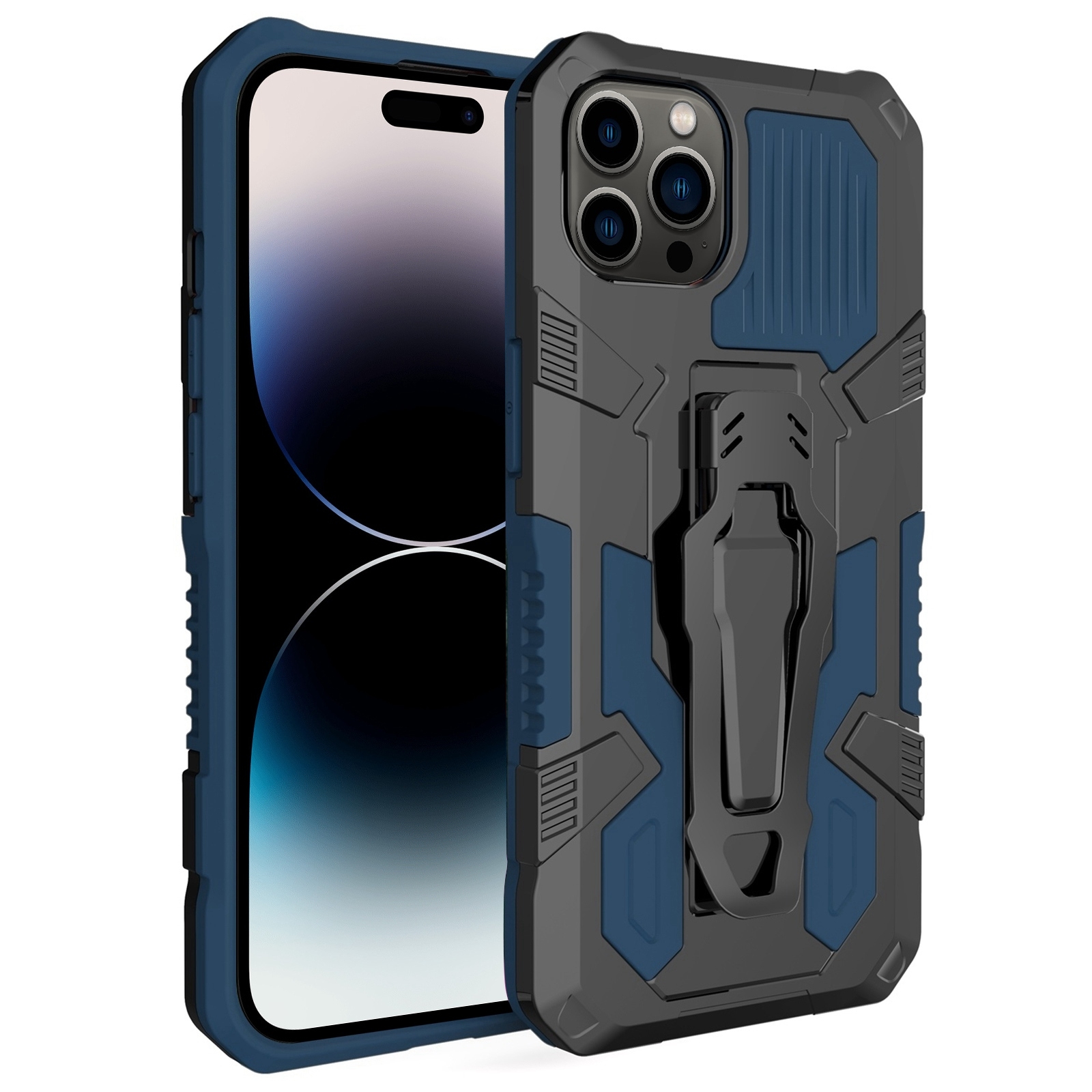 For iPhone 14 Pro Max Machine Armor Warrior PC + TPU Phone Case (Blue) - Shopkiz.com