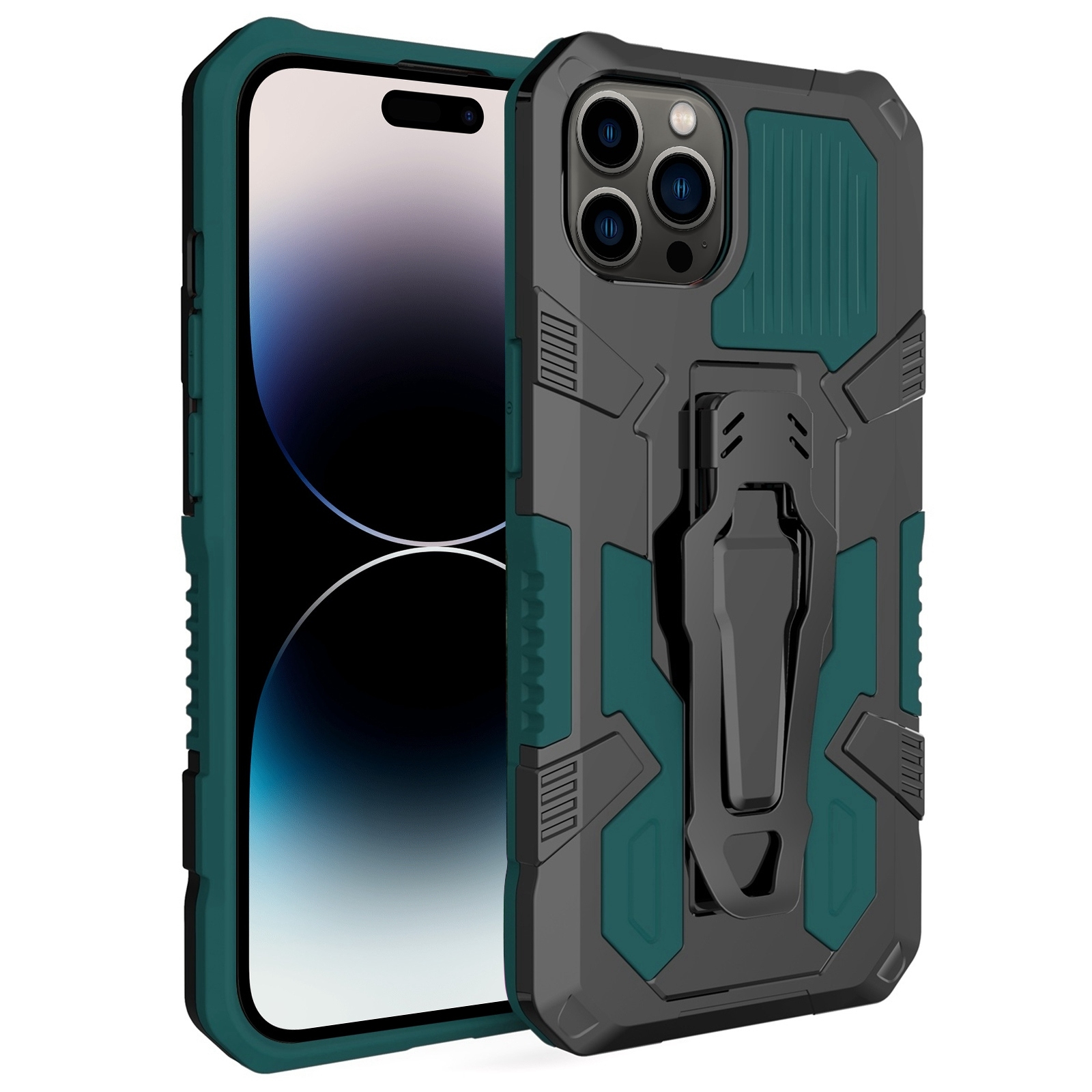 For iPhone 14 Pro Max Machine Armor Warrior PC + TPU Phone Case (Green) - Shopkiz.com
