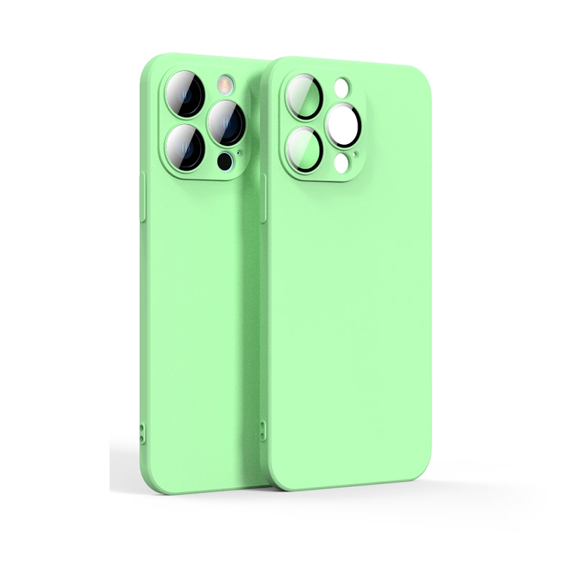 For iPhone 12 Pro Max Lens Glass Film Liquid State Phone Case(Green) - Shopkiz.com