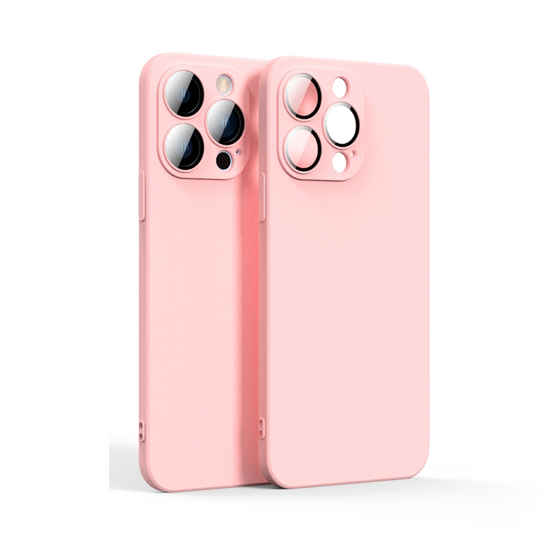 For iPhone 12 Pro Max Lens Glass Film Liquid State Phone Case(Pink) - Shopkiz.com