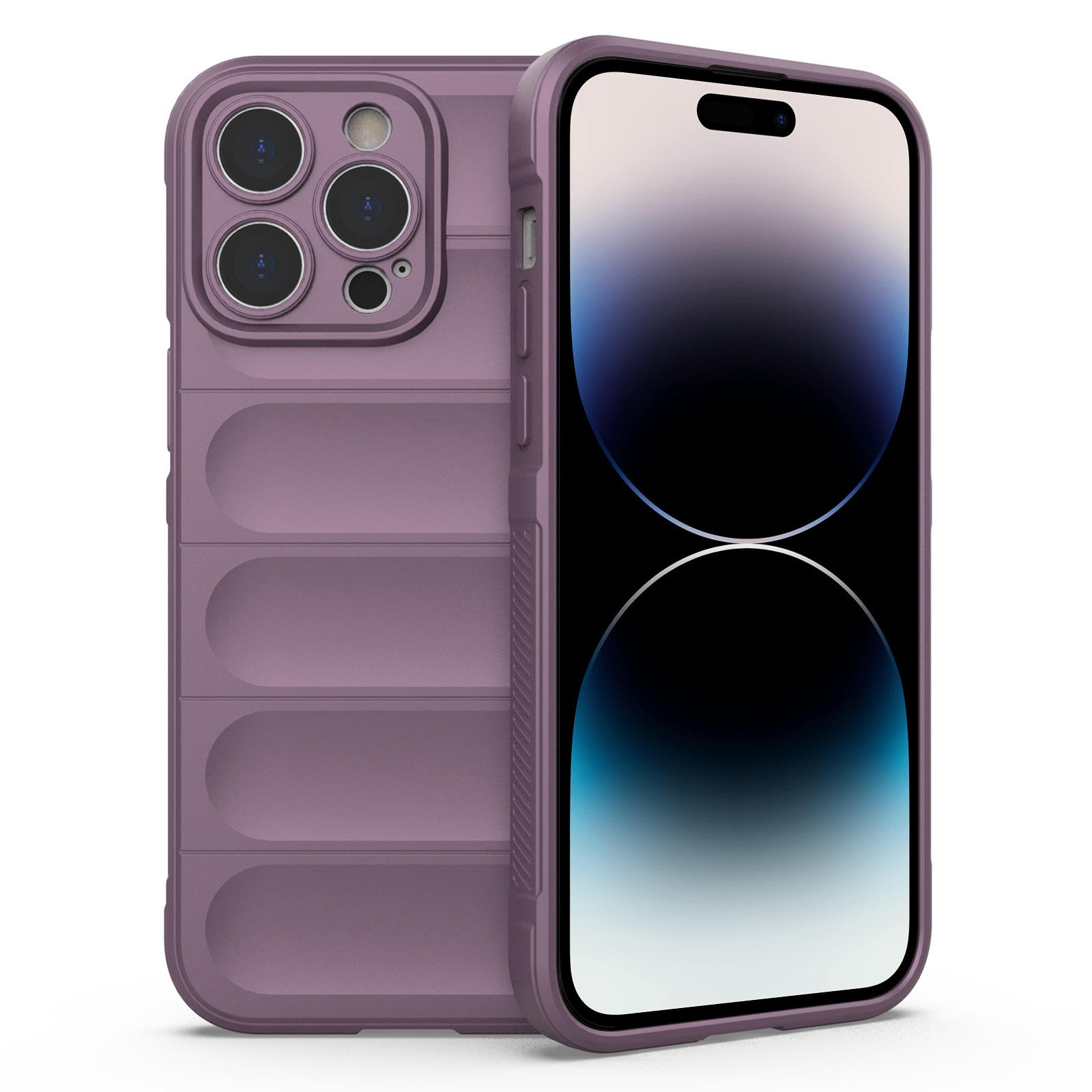 For iPhone 14 Pro Max Magic Shield TPU + Flannel Phone Case (Purple) - Shopkiz.com