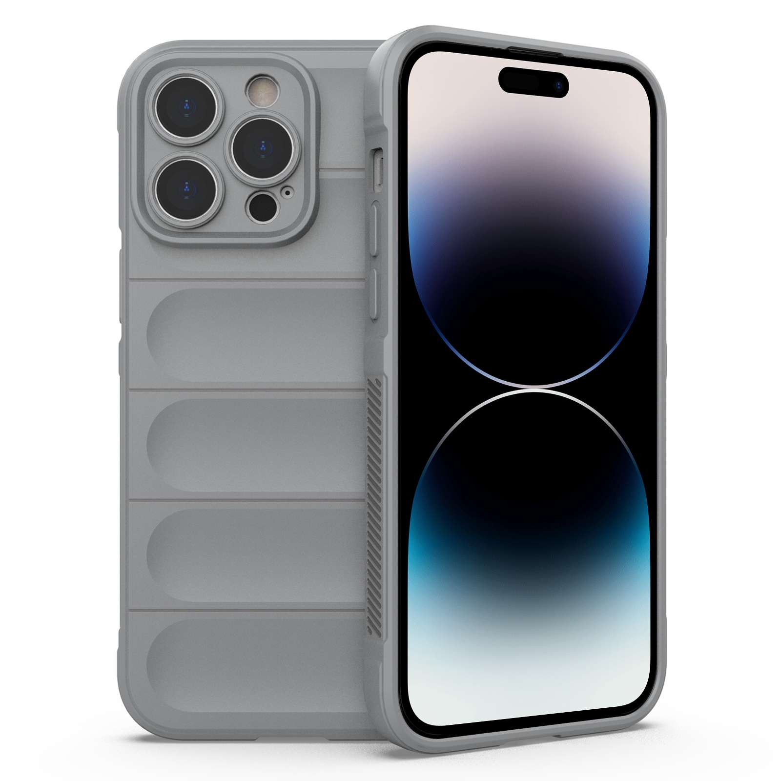 For iPhone 14 Pro Max Magic Shield TPU + Flannel Phone Case (Grey) - Shopkiz.com