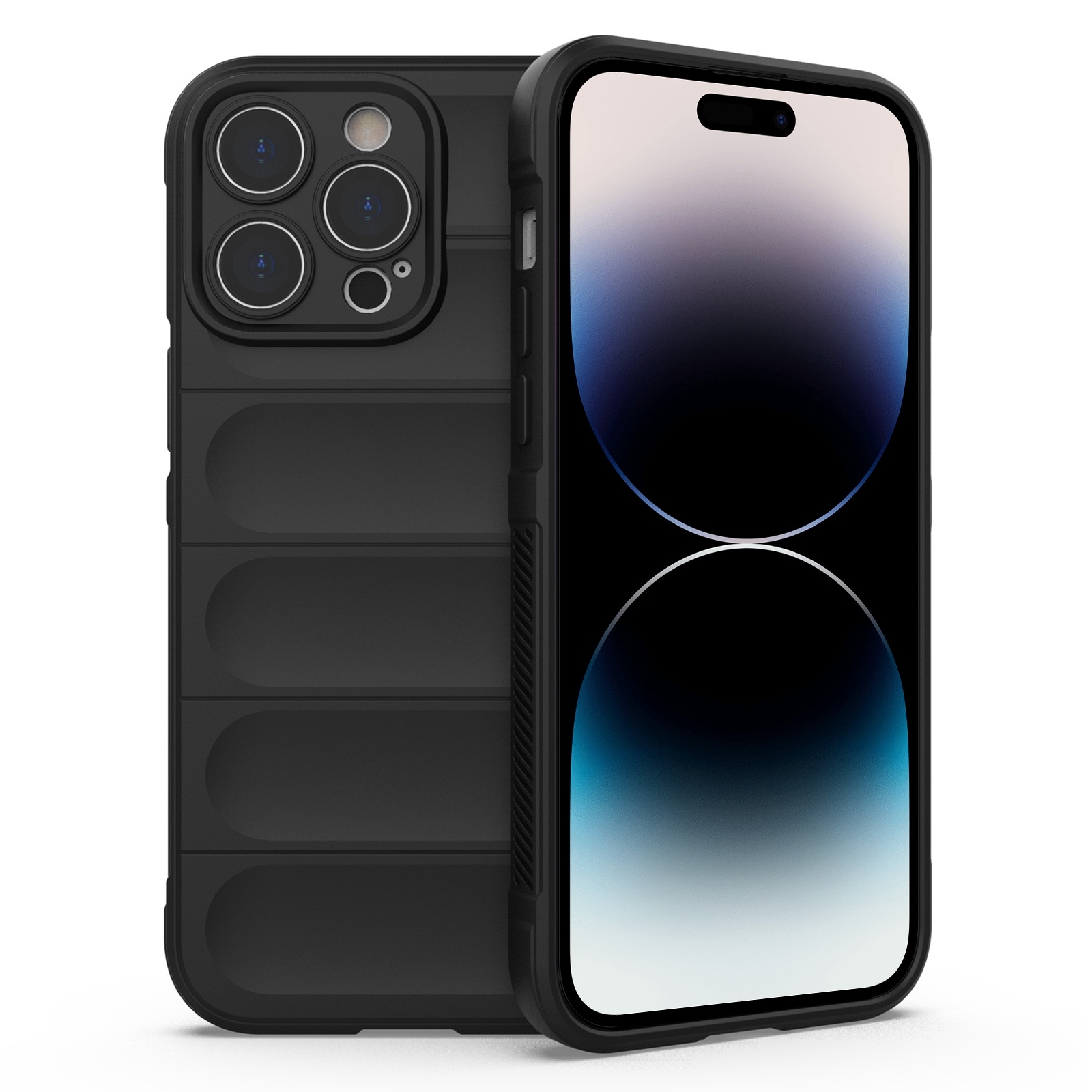 For iPhone 14 Pro Magic Shield TPU + Flannel Phone Case(Black) - Shopkiz.com