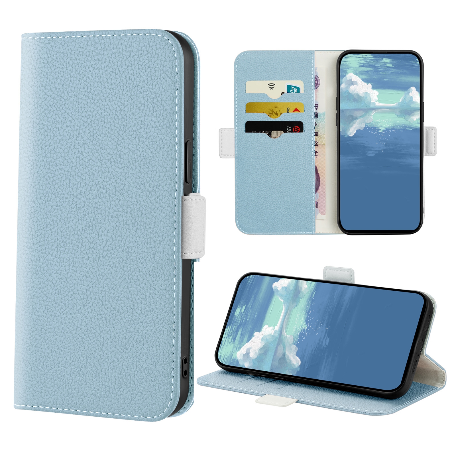 For iPhone XR Candy Color Litchi Texture Leather Phone Case(Light Blue) - Shopkiz.com