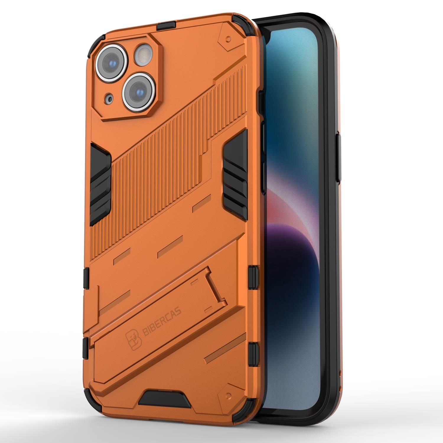 For iPhone 14 Plus Punk Armor 2 in 1 PC + TPU Phone Case (Orange) - Shopkiz.com