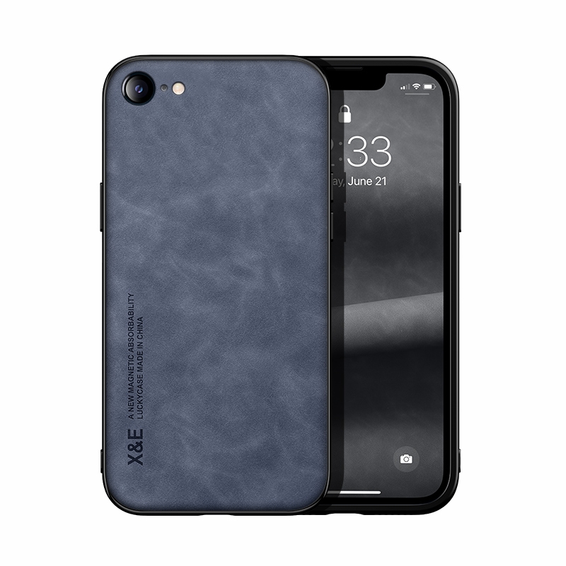 For iPhone SE 2022 / SE 2020 / 8 / 7 Skin Feel Magnetic Leather Back Phone Case(Blue) - Shopkiz.com