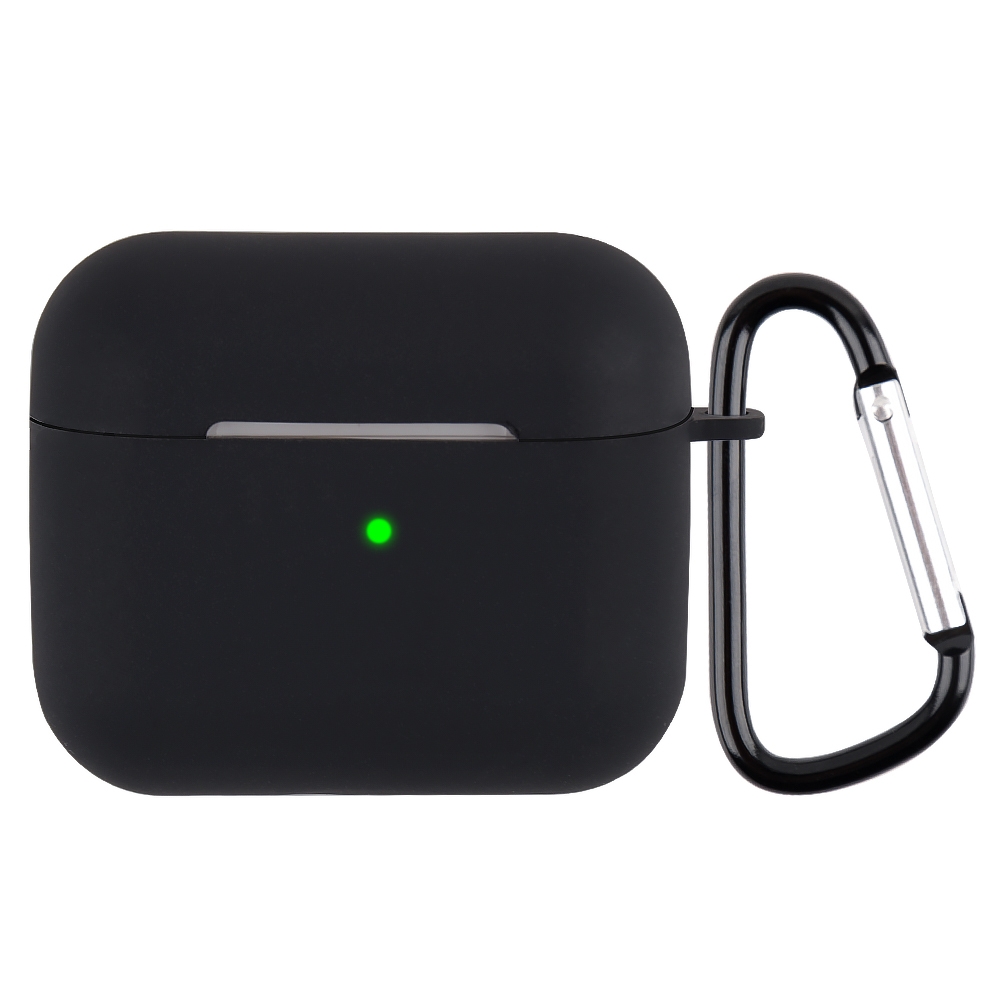 Wireless Earphone Silicone Protective Case with Carabiner For AirPods 3(Black) - Shopkiz.com