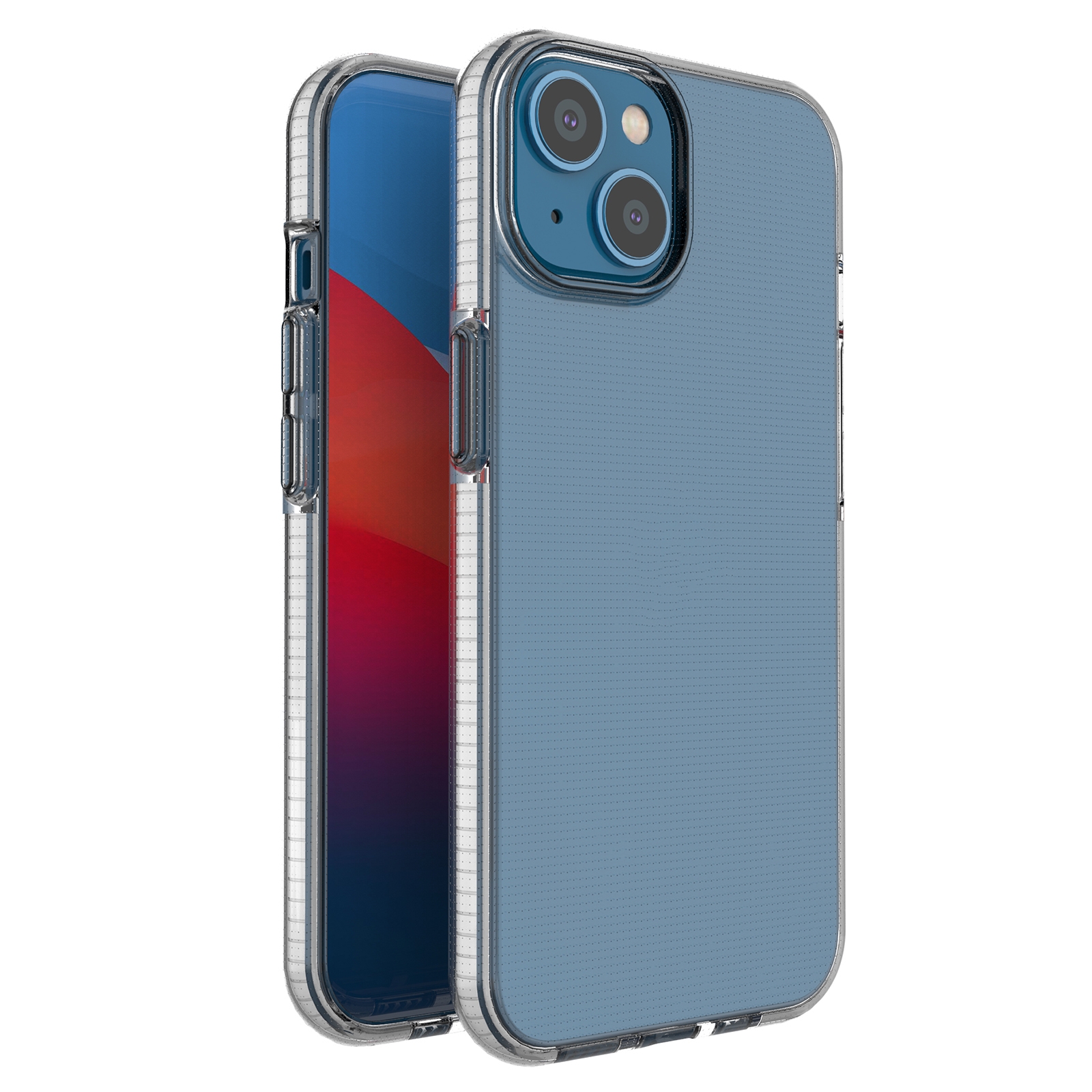 For iPhone 14 Plus Two-color Transparent TPU Phone Case (White) - Shopkiz.com