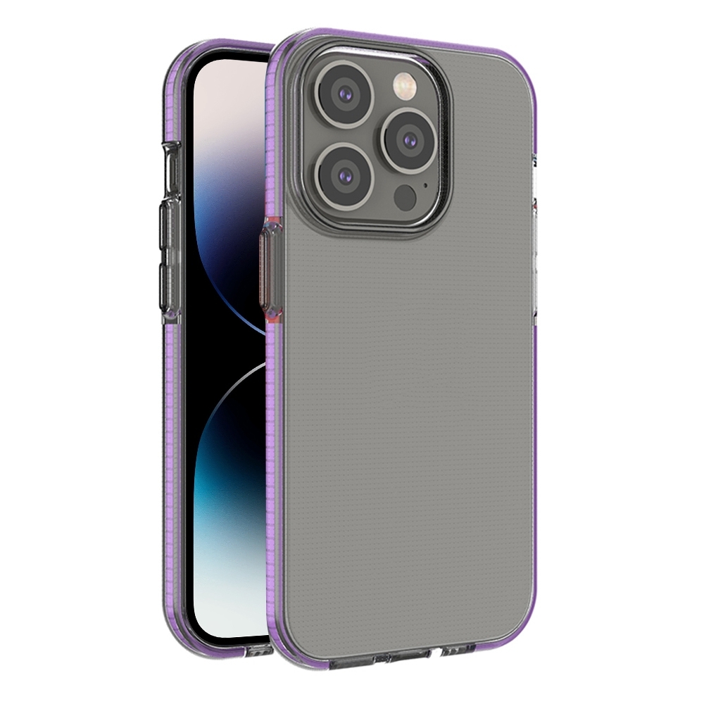 For iPhone 14 Pro Two-color Transparent TPU Phone Case(Light Purple) - Shopkiz.com