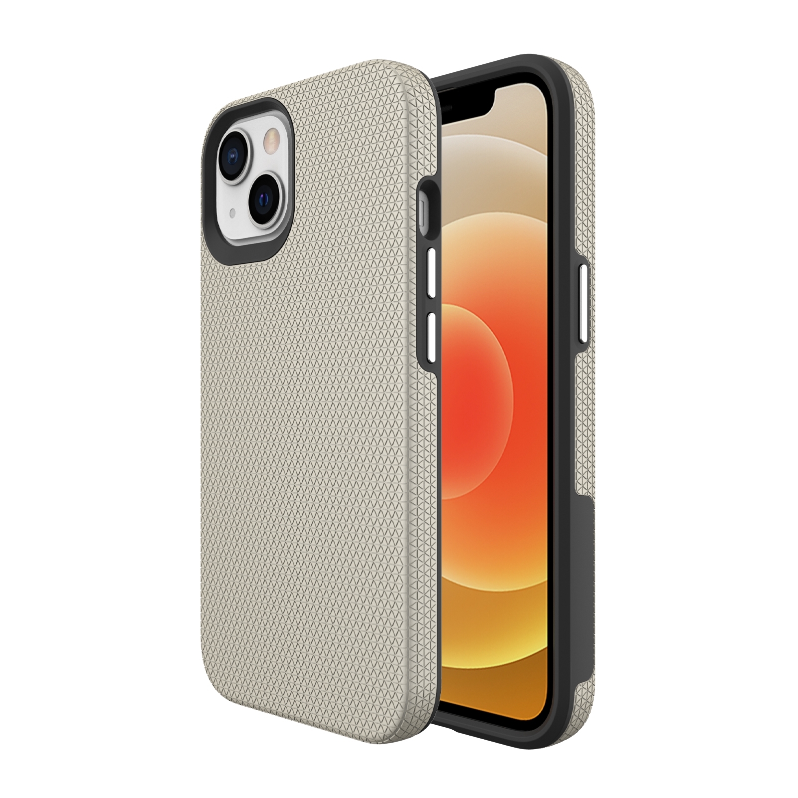 For iPhone 14 Plus Triangle Armor Texture Phone Case (Gold) - Shopkiz.com