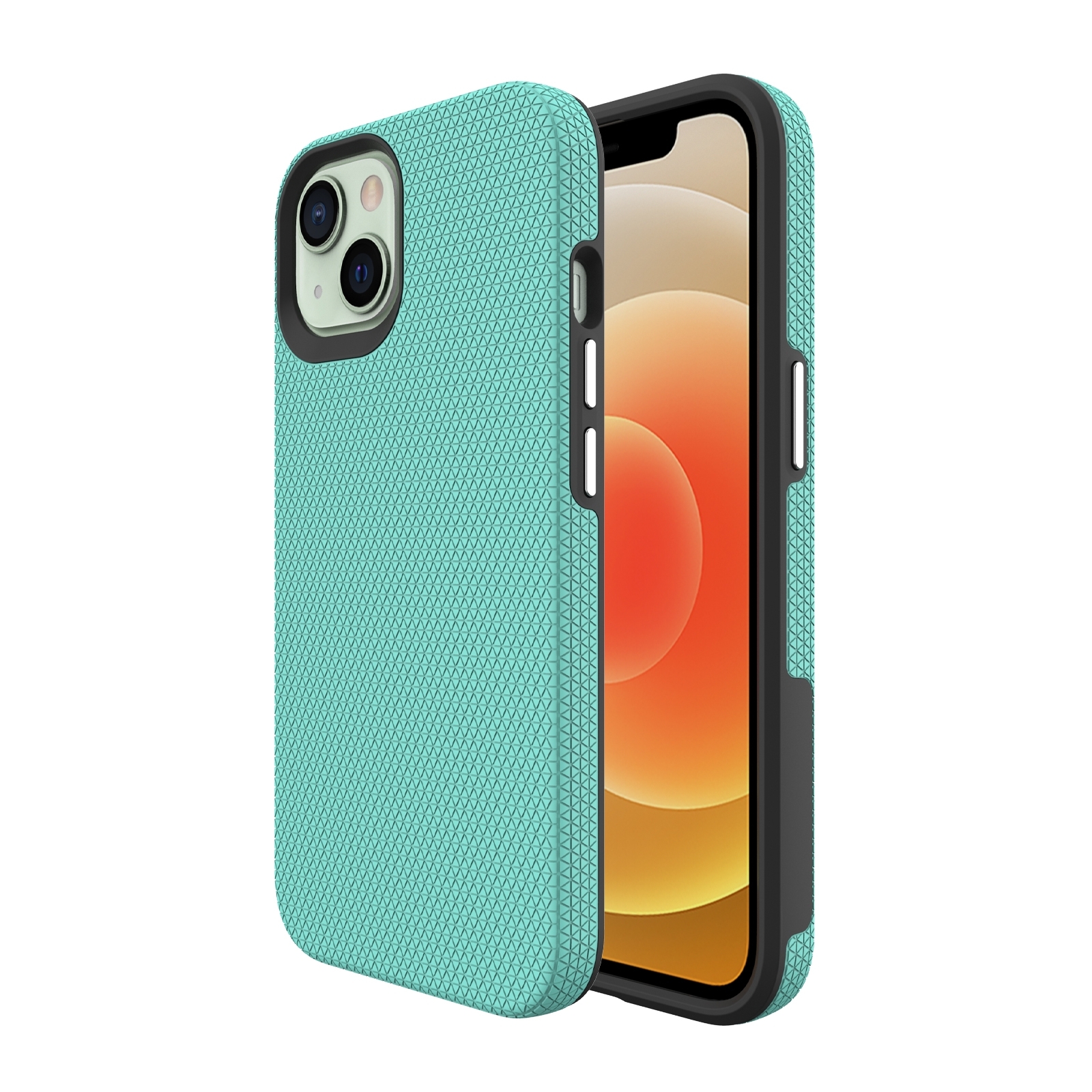 For iPhone 14 Plus Triangle Armor Texture Phone Case (Mint Green) - Shopkiz.com