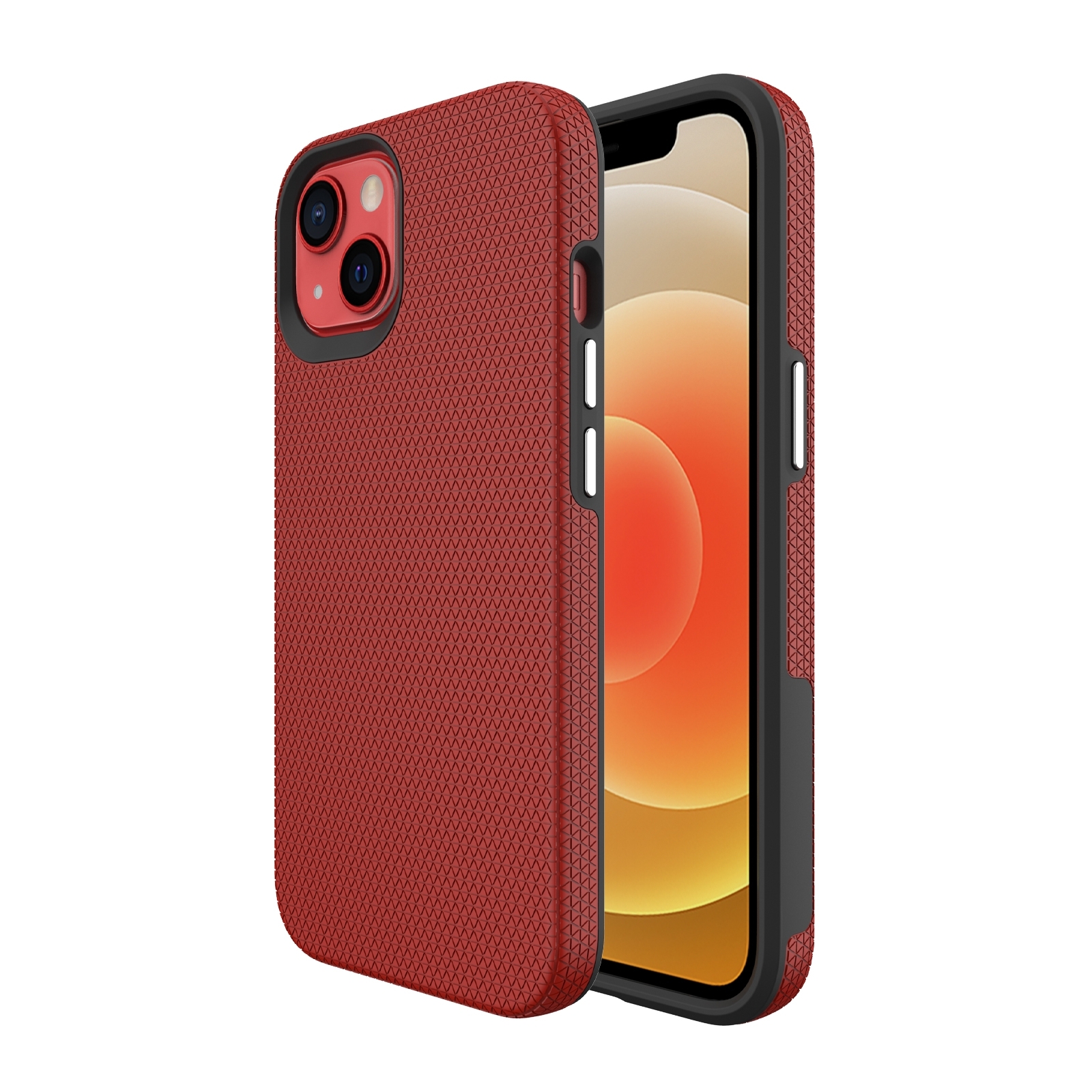 For iPhone 14 Triangle Armor Texture Phone Case (Red) - Shopkiz.com