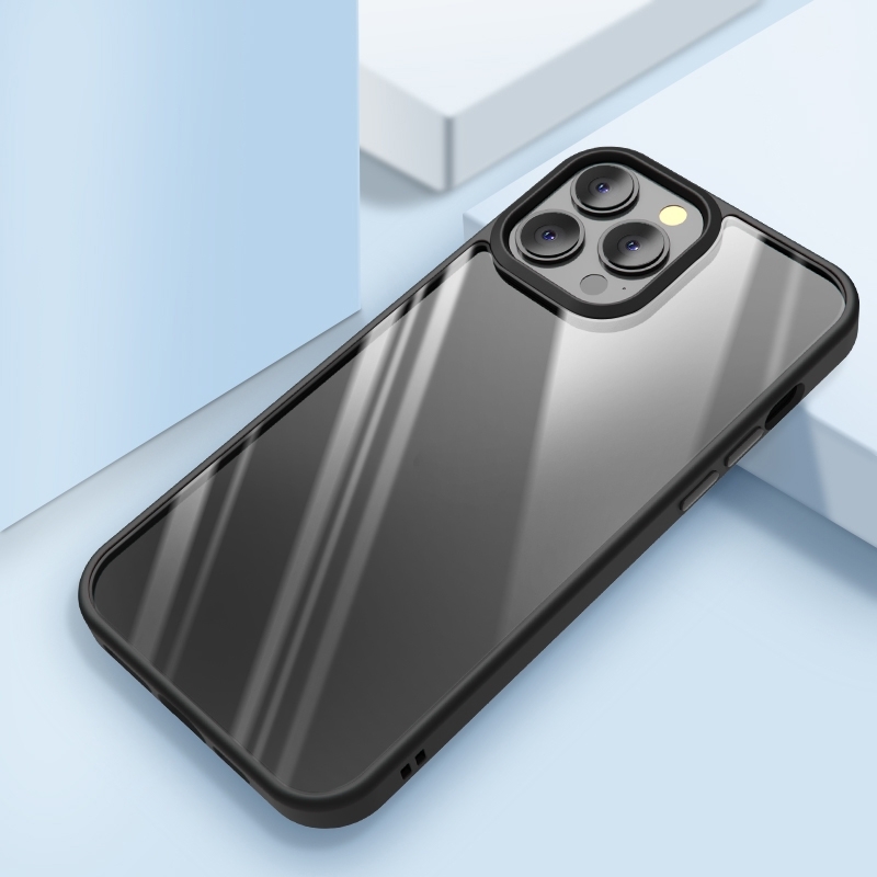 For iPhone 14 Pro Max Clear Back Shockproof Phone Case (Black) - Shopkiz.com