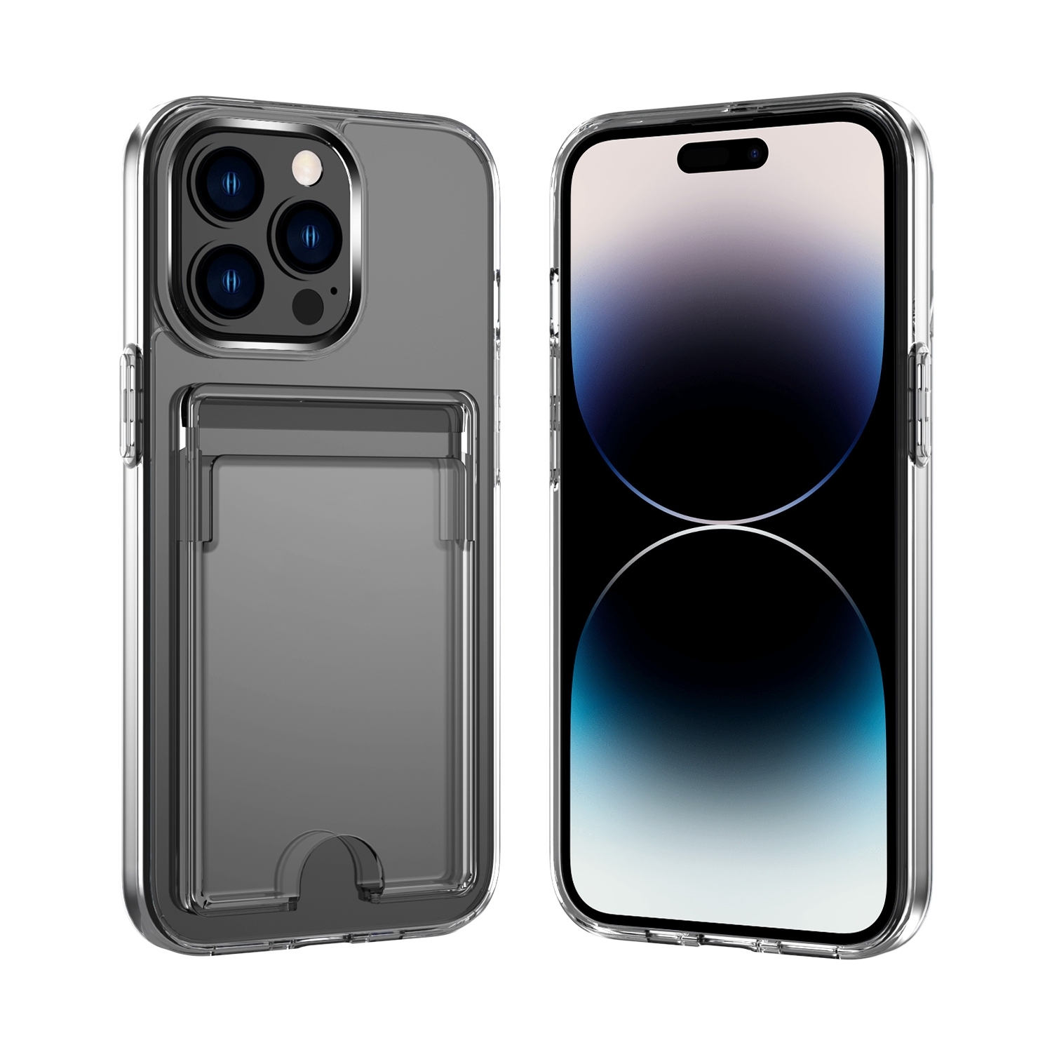 For iPhone 14 Pro Crystal Card Slot PC + TPU Phone Case(Transparent) - Shopkiz.com
