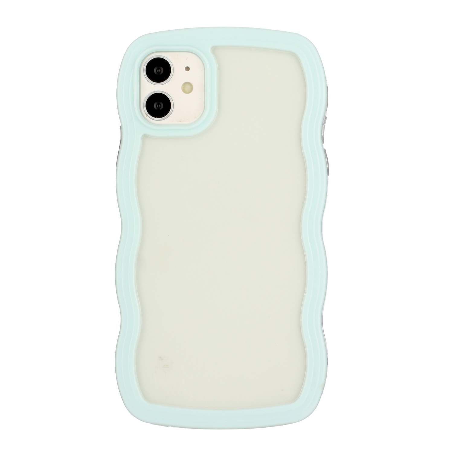 For iPhone 11 Candy Color Wave TPU Clear PC Phone Case (Green) - Shopkiz.com